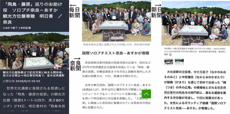 明日香村へ観光方位盤寄贈除幕式を開催